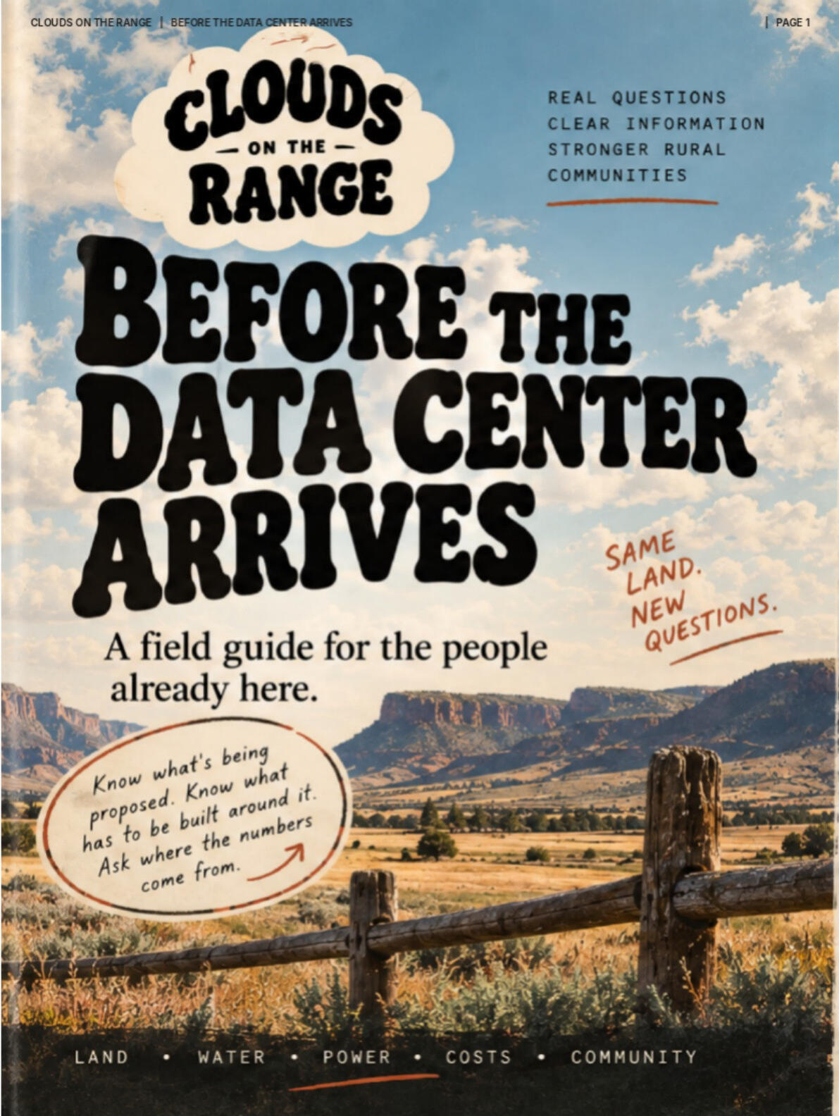 Cover of Before the Data Center Arrives, a practical guide for rural communities about data center development
